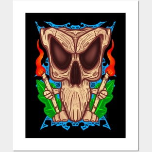 Tiki skull Posters and Art